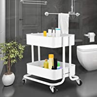 Carro Organizador con Ruedas 43 x 36 x 47cm- Carrito de 2 Niveles de Almacenamiento para Baño- Sala de estar- Salón